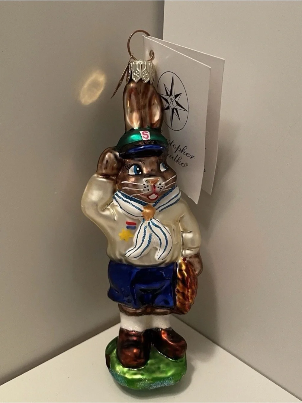Vintage Christopher Radko “On Bunny’s Honor” Glass Ornament Retired Scouts
